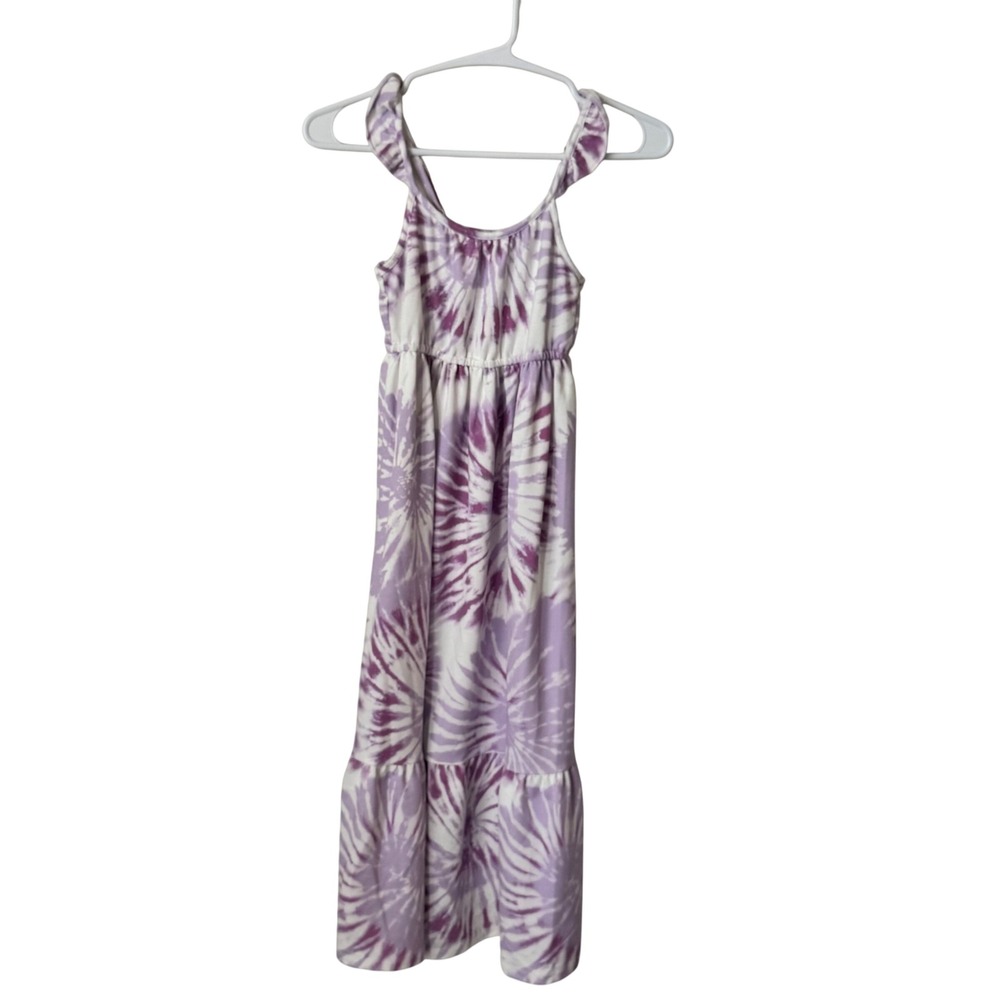 32 Degrees Cool Girls Purple Tie‎ Dye Ruffle Strap Maxi Dress Size S 7-8